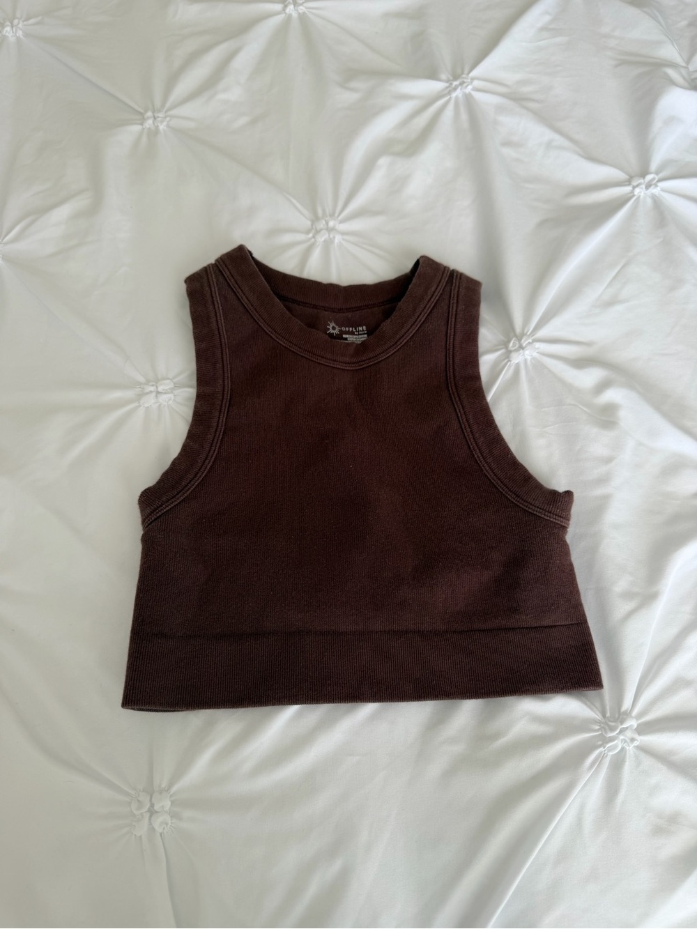 aerie Ribbed Crop Tank Top - Brown